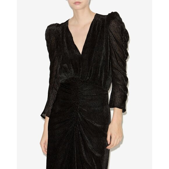 Isabel Marant Tops - ISABEL MARANT Black Silk Viscose MARLIN Burnout Polka Dot Ruched Top 38